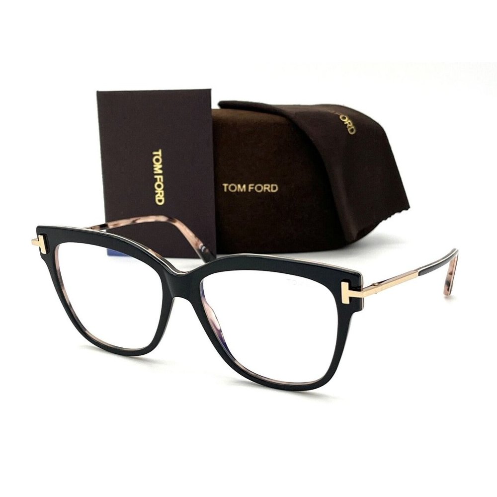 Tom Ford FT5704 005 Black / Blue Block 54mm Eyeglasses - Picture 1 of 4